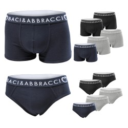 Pack 6 Paia Slip / Boxer Uomo BACI E ABBRACCI Cotone Elast. Art.102/103