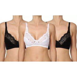 Pack 3 Reggiseni LIABEL Modello Zoe Pizzo Senza Ferretto