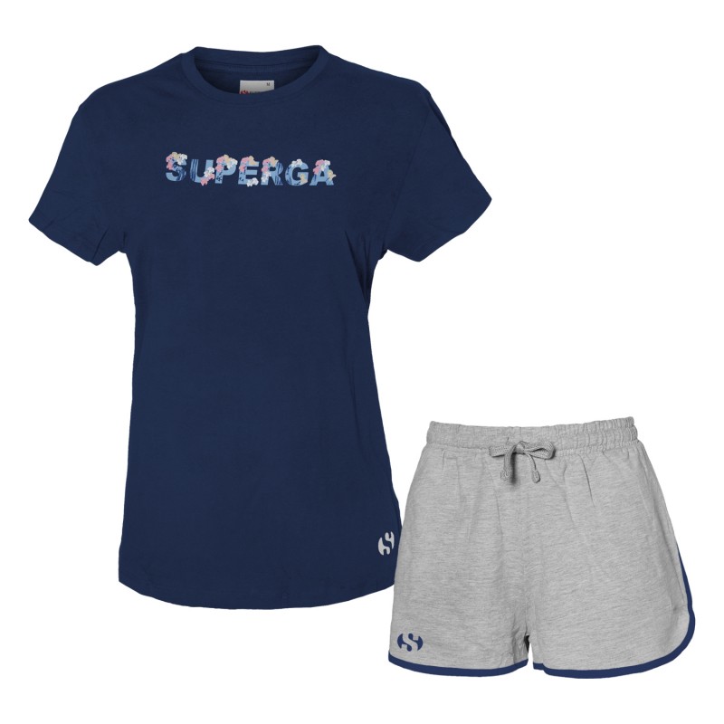 Completo Donna SUPERGA Cotone T Shirt Pantaloncino 3 Modelli